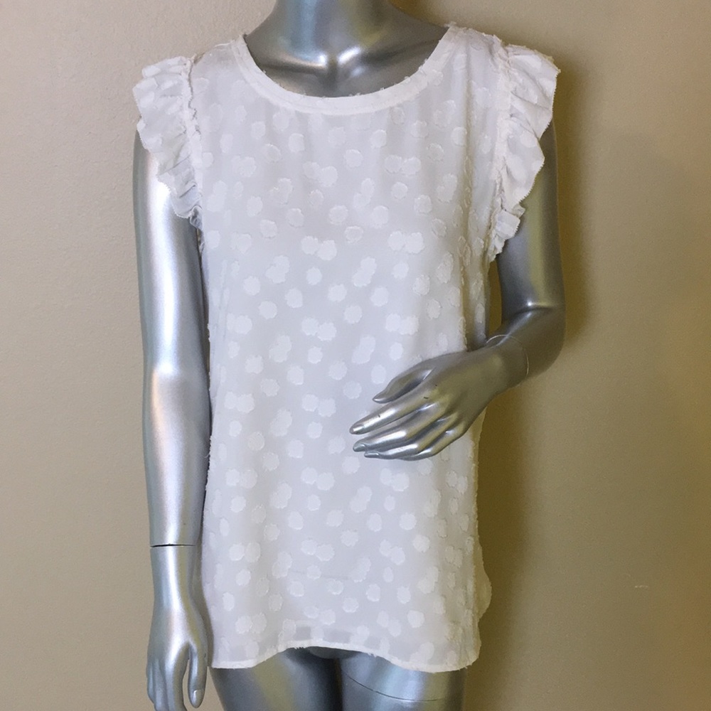 LOFT Short Sleeve Ruffle Blouse